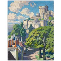 Artery8 View of Windsor Castle Oil Painting Royal Family Wall Art Print | Size: W24" x H32"