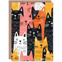 Artery8 Cute Cat Face Pattern Design Birthday Card