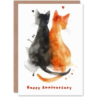 Artery8 Orange Tabby Black Cat Lover Sweet Love Anniversary Card