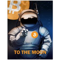 Artery8 Bitcoin To Moon Crypto Astronaut Satoshi Unframed Wall Art Print in Dark Blue | Size: W18" x H24"