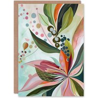 Artery8 Abstract Tropical Exotic Leaves Floral Painting Birthday Art Card