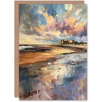 Artery8 Bamburgh Castle Colourful Acrylic Northumbria Birthday Art Card