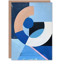 Artery8 Blue Bauhaus Inspired Modern Artwork Painting Birthday Art Card