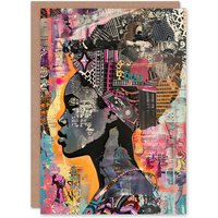 Artery8 African Woman Headwrap Portrait Modern Colourful Birthday Art Card