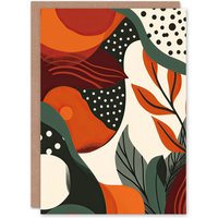 Artery8 Abstract Botanical Sunrise Design Orange Bold Birthday Art Card