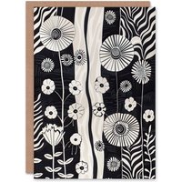 Artery8 Wildflower Garden Black & White Stripes Abstract Birthday Art Card