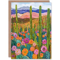 Artery8 Arizona Flower Cactus Landscape Floral Painting Birthday Art Card