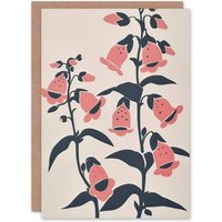 Artery8 Pink Foxglove Flowers Simple Bright Floral Design Birthday Art Card