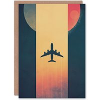 Artery8 Retro Futurism Travel Design Planet Aeroplane Birthday Art Card