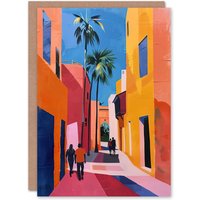 Artery8 Vibrant Casablanca Street African Architecture Birthday Art Card