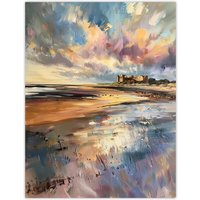 Artery8 Bamburgh Castle Colourful Acrylic Northumbria Wall Art Print | Size: W18" x H24"