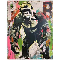 Artery8 Standing Gorilla Street Graffiti Artwork Modern Wall Art Print | Size: W18" x H24"