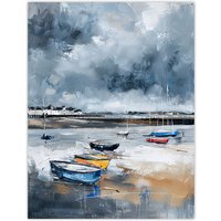 Artery8 Fishing Boats Yorkshire Coast Beach East Riding Wall Art Print in Grey | Size: W18" x H24"