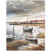 Artery8 Fishing Boats English Coastal East Yorkshire Wall Art Print in Brown | Size: W18" x H24"