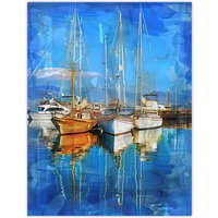 Artery8 Fishing Boats in Christchurch Harbour Dorset Wall Art Print in Blue | Size: W18" x H24"