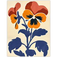 Artery8 Pansy Flower Bloom Simple Bold Floral Painting Wall Art Print | Size: W18" x H24"