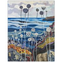 Artery8 Abstract Scottish Coastal Artwork Coral Sealife Wall Art Print in Blue | Size: W24" x H32"