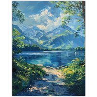 Artery8 Lake District Acrylic Helvellyn View Summer Peace Wall Art Print in Blue | Size: W24" x H32"