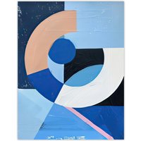 Artery8 Blue Bauhaus Inspired Modern Artwork Painting Wall Art Print | Size: W24" x H32"