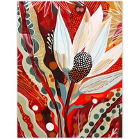 Artery8 Bold Floral Folk Art Painting Scarlet Botanical Wall Art Print in Red | Size: W24" x H32"