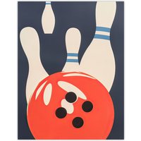Artery8 Bowling Ball & Pins Strike Simple Design Fun Wall Art Print | Size: W24" x H32"