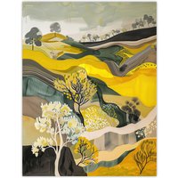 Artery8 Cleveland Way North Yorkshire Moors Painting Ochre Wall Art Print in Yellow | Size: W24" x H32"