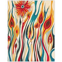 Artery8 Abstract Match Sticks Fire Flower Design Blaze Wall Art Print | Size: W24" x H32"