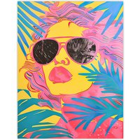 Artery8 Summer Malibu Woman in Shades Portrait Tropical Wall Art Print | Size: W24" x H32"