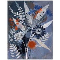 Artery8 Blue Wildflower Spray Bouquet Painting Floral Wall Art Print | Size: W24" x H32"