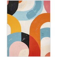 Artery8 Abstract Rainbow Mid Century Modern Oil Painting Wall Art Print | Size: W24" x H32"