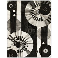 Artery8 Geometric Black White Circle Stripe Patterns Wall Art Print | Size: W24" x H32"