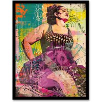 Artery8 Big is Beautiful Bright Colourful Woman Portrait Framed Art Print | Size: A4