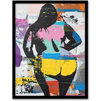 Artery8 Big Beautiful Woman Cheeky Colourful Street Art Framed Art Print | Size: A4