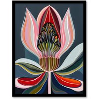 Artery8 Magic Lotus Flower Psychedelic Bloom Design Framed Art Print | Size: A4