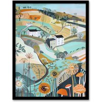 Artery8 Aberdaron Rural Wales Landscape Wildflowers Hills Framed Art Print | Size: W12" x H16"
