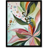 Artery8 Abstract Tropical Exotic Leaves Floral Painting Framed Art Print | Size: W12" x H16"