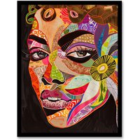Artery8 Abstract Colourful Woman Portrait Mosaic Artwork Framed Art Print | Size: W12" x H16"