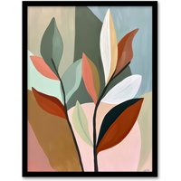 Artery8 Modern Botanical Leaves Plant Lover Painting Framed Art Print | Size: W12" x H16"