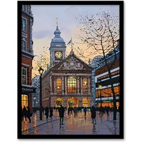 Artery8 Victorian Train Station Rainy England Painting Framed Art Print in Brown | Size: W12" x H16"