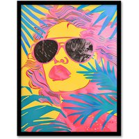 Artery8 Summer Malibu Woman in Shades Portrait Tropical Framed Art Print | Size: W12" x H16"