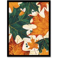 Artery8 Plant Lover Green Amber Maple Leaf Pattern Framed Art Print in Orange | Size: W12" x H16"
