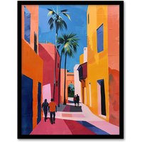 Artery8 Vibrant Casablanca Street African Architecture Framed Art Print | Size: W12" x H16"