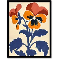 Artery8 Pansy Flower Bloom Simple Bold Floral Painting Framed Art Print | Size: W12" x H16"