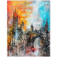 Artery8 Alnwick Castle Modern Artwork Northumberland Wall Art Print | Size: W12" x H16"