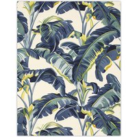 Artery8 Banana Plant Artwork Leaves Foliage Tropical Wall Art Print in Blue | Size: W12" x H16"