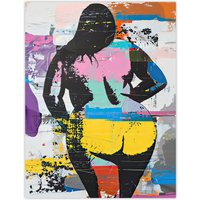 Artery8 Big Beautiful Woman Cheeky Colourful Street Art Wall Art Print | Size: W12" x H16"
