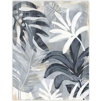 Artery8 Abstract Monstera Plant Lover Leaves Painting Wall Art Print in Grey | Size: W12" x H16"