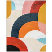 Artery8 Mid Century Modern Retro Rainbow Oil Painting Wall Art Print | Size: W12" x H16"