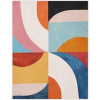 Artery8 Retro Mid Century Modern Geometric Colour Pattern Wall Art Print | Size: W12" x H16"