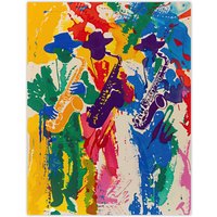 Artery8 Saxophone Players Jazz Music Fest Abstract Wall Art Print | Size: W12" x H16"